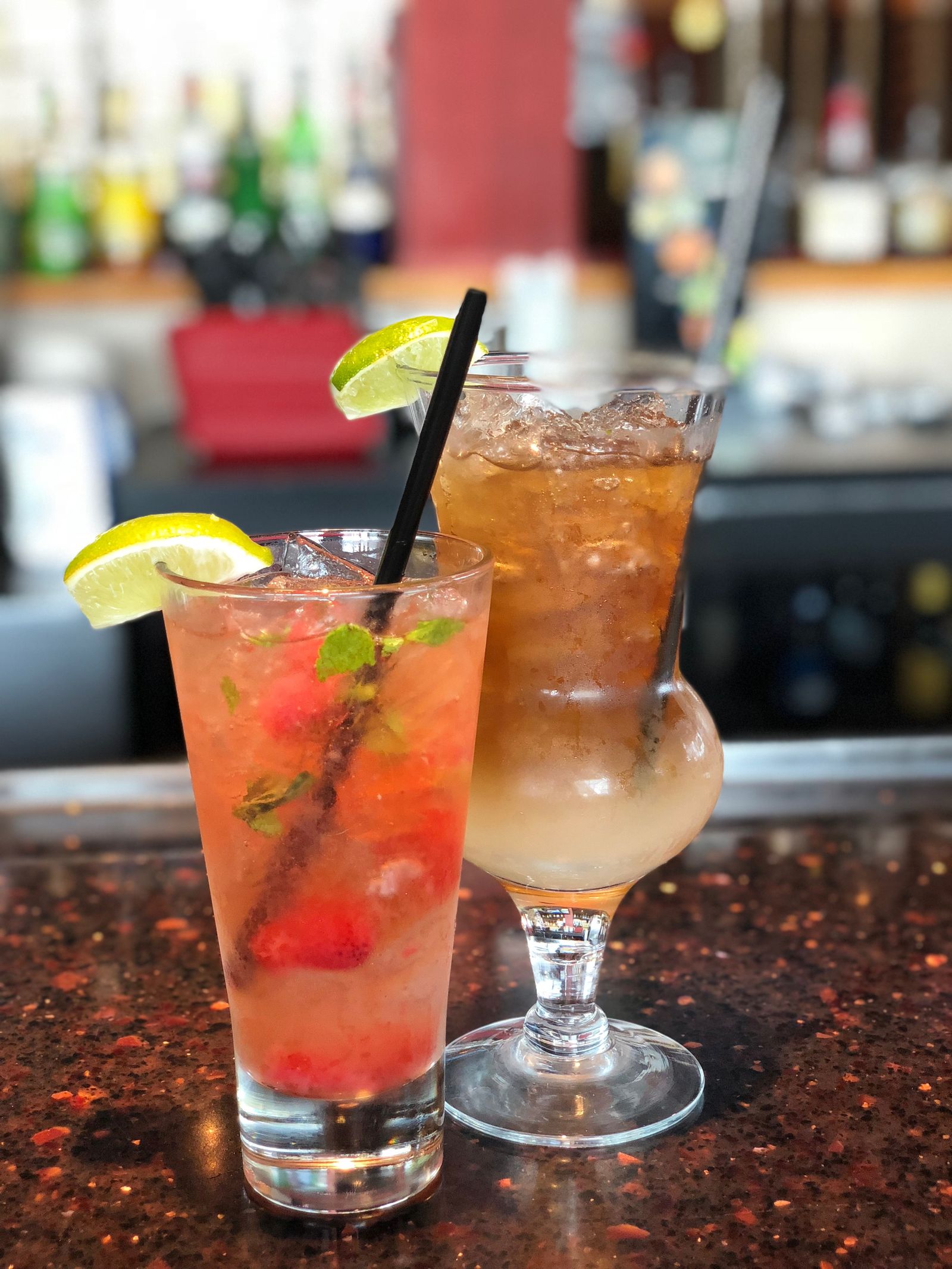 Illustrative fresh drinks with mint and lime