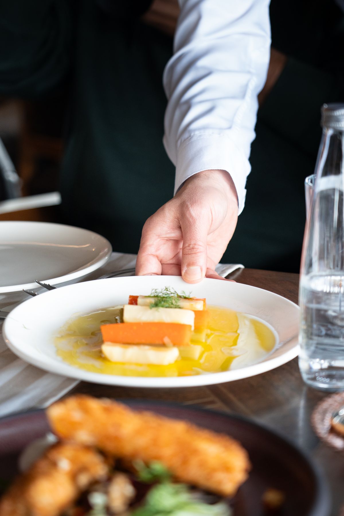 Fine dining dish being served